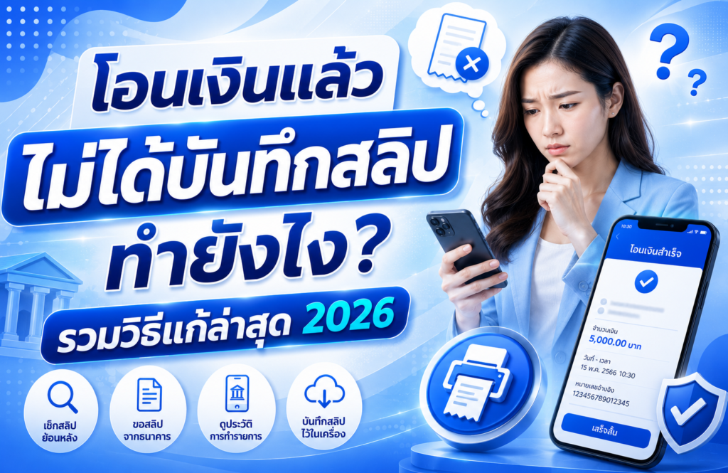 โอนเงินแล้วไม่ได้บันทึกสลิป ทำยังไง? รวมวิธีแก้ล่าสุด 2026