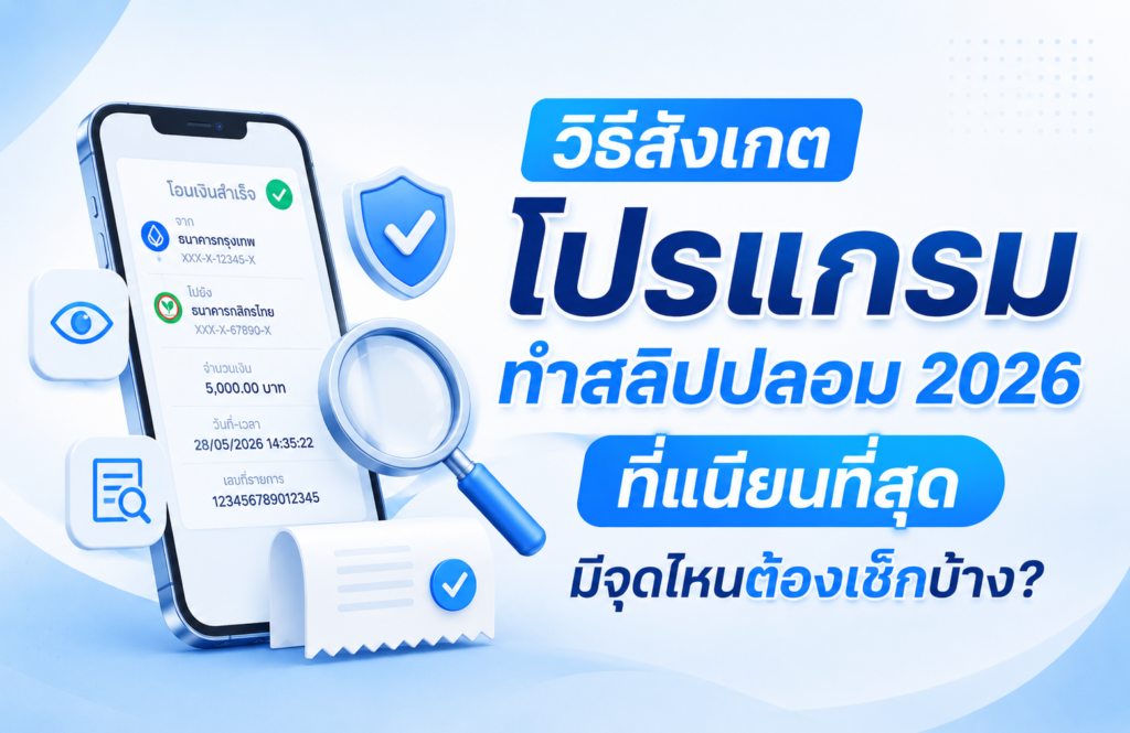 วิธีสังเกต โปรแกรมทำสลิปปลอม 2026 ที่แนียนที่สุด มีจุดไหนต้องเช็กบ้าง?