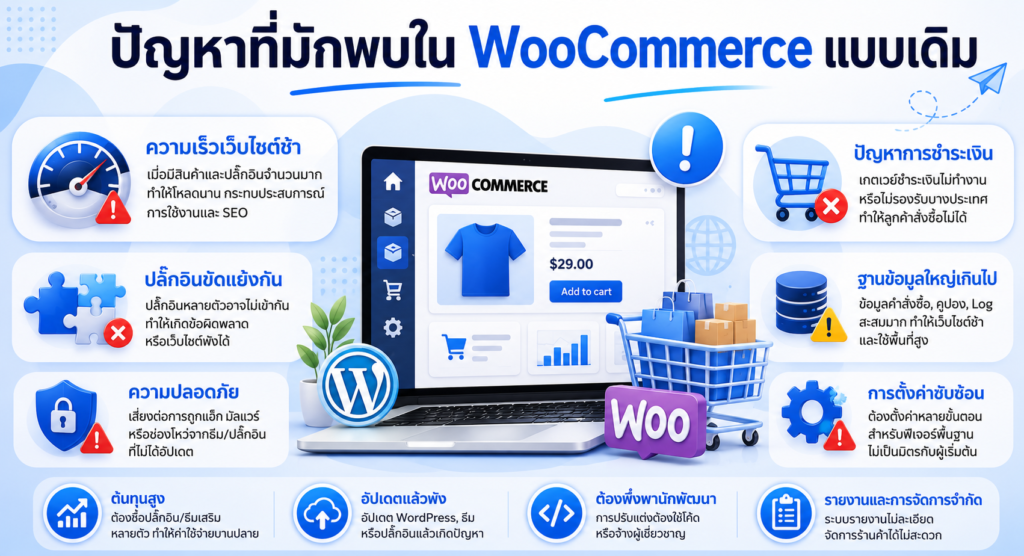 ปัญหาที่มักพบใน WooCommerce แบบเดิม 