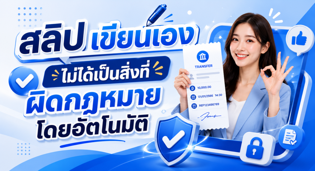 สลิปเขียนเอง ไม่ได้เป็นสิ่งที่ผิดกฎหมายโดยอัตโนมัติ เพราะอาจเป็นเพียงเอกสารที่ใช้ประกอบการทำธุรกรรมตามปกติ