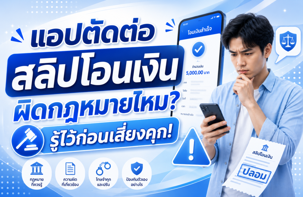 แอปตัดต่อสลิปโอนเงิน ผิดกฎหมายไหม? รู้ไว้ก่อนเสี่ยงคุก!
