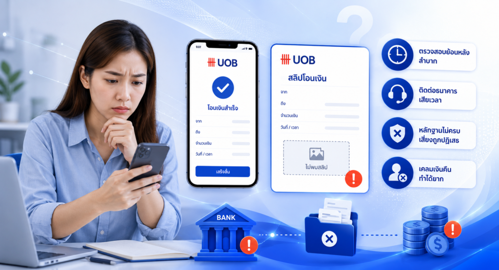 โอนเงินแล้วไม่บันทึกสลิป UOB มีผลอย่างไร?
