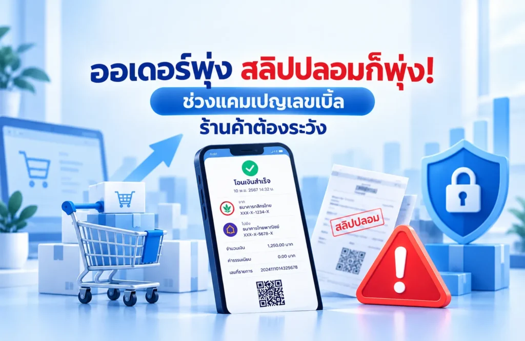 ออเดอร์พุ่ง สลิปปลอมก็พุ่ง! เจาะข้อมูล ช่วงแคมเปญเลขเบิ้ล ร้านค้าต้องระวัง