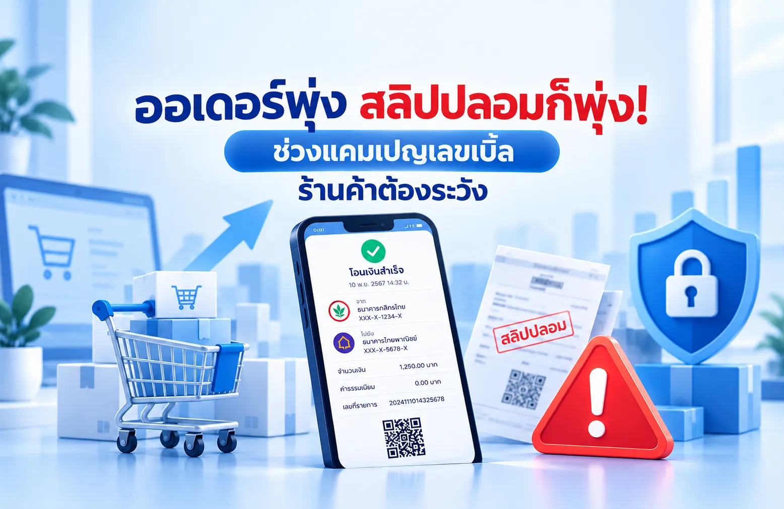 ออเดอร์พุ่ง สลิปปลอมก็พุ่ง! เจาะข้อมูล ช่วงแคมเปญเลขเบิ้ล ร้านค้าต้องระวัง