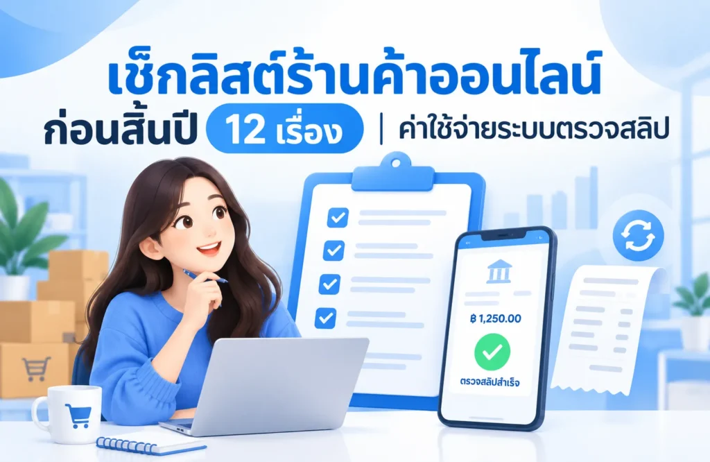 เช็กลิสต์ร้านค้าออนไลน์ก่อนสิ้นปี 12 เรื่อง ค่าใช้จ่ายระบบตรวจสลิป