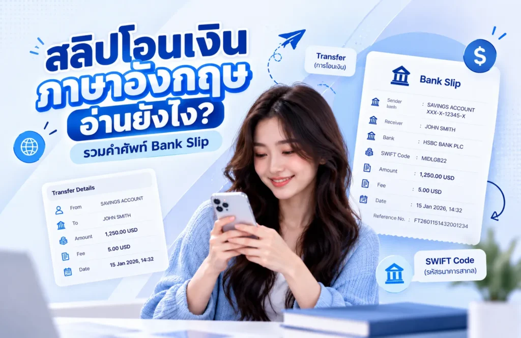 สลิปโอนเงินภาษาอังกฤษ อ่านยังไง? รวมคำศัพท์ Bank Slip